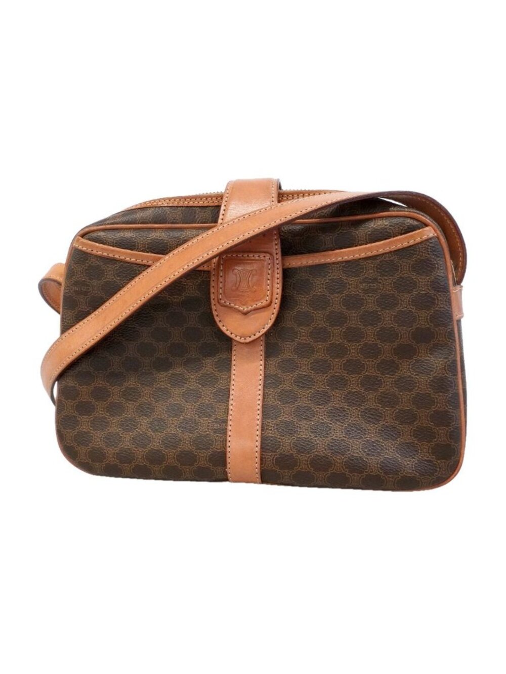 Celine Shoulder Bag Macadam Brown Gold